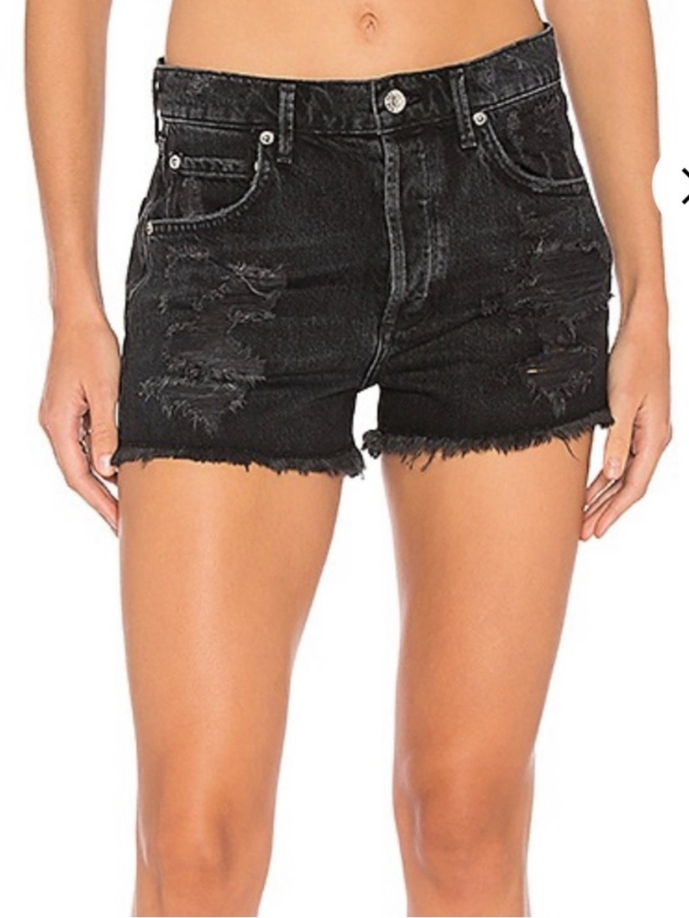 Agolde Jaden Cut Off Black Distressed Shorts Size 28